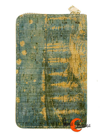 Corcho. Cartera mediana monedero y tarjetero con cremallera de corcho 13, noche estrellada sobre el Ródano de Van Gogh.