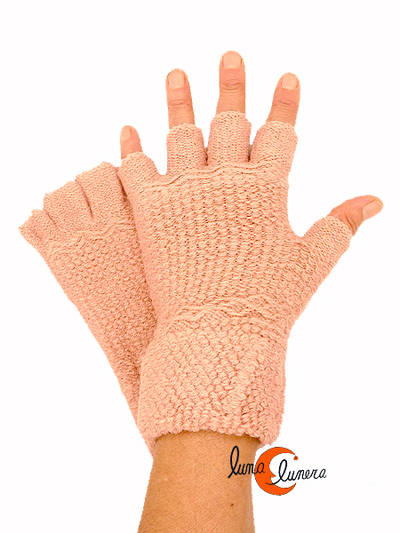 Guantes sin dedos color rosa palo