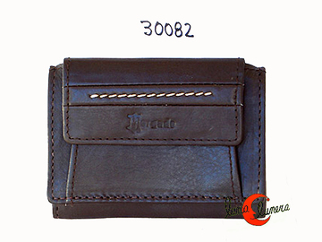 Morgado 30082, mini cartera de piel con espacio para billetes, tres tarjetas y DNI. Monedero exterior.