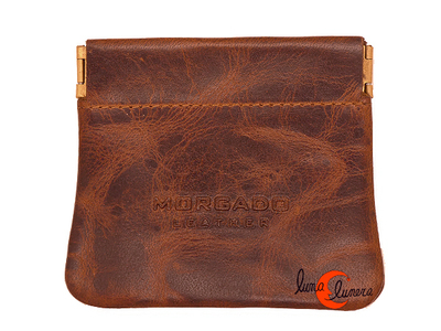 Monederos de piel morgado. Monedero con boquilla mediano.