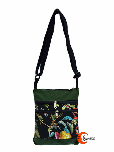 Bolsos de tela BRUO. Bolso bandolera pequeño plano verde naturaleza.