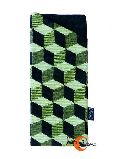 Funda de tela para gafas Bruo, cubos verde.