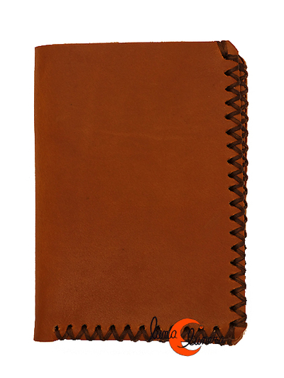 Cartera pequeña de piel (sueleta) hecha a mano SIN monedero, marrón claro.