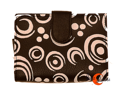 Cartera de piel suave Grescart. Pequeña 109-S, negra y blanca.
