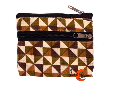 Monedero de tela pequeño con dos cremalleras Mugling. Molinillos ocre.