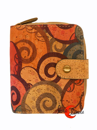 Corcho. Cartera vegana pequeña 23, espirales.