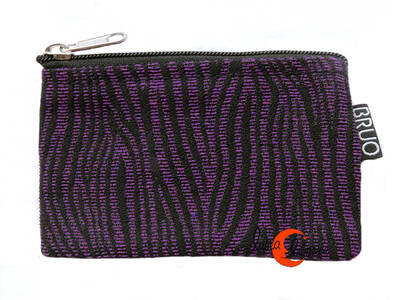 Monederos de tela Bruo.  Mini monedero pequeño con cremallera. Cebra morado.