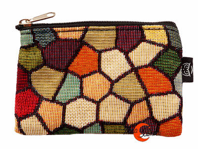 Monederos de tela Bruo.  Monedero pequeño DNI con cremallera. Mosaico.