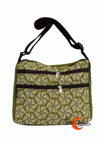 Bolsos de tela BRUO. Bolso bandolera grande mimbre verde.