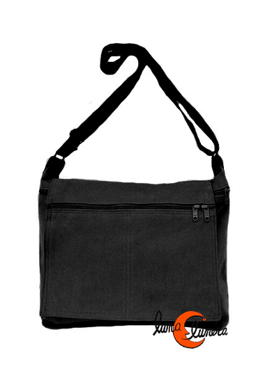 Bolsos y mochilas de tela, colección Vinicius. Bolso grande (tamaño carpetas) con tapa. Color negro.
