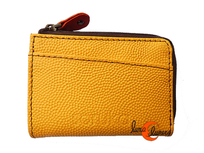 Monederos de piel Soruka. Monedero con cremallera pequeño amarillo.