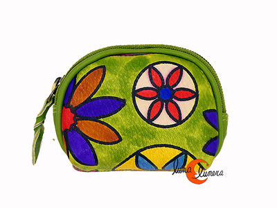 Monederos de piel Grescart. Monedero redondito pequeño, verde.