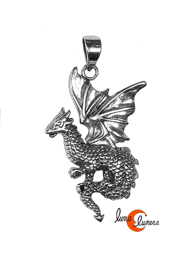 Colgante de plata. Colgante con forma de dragón grande.