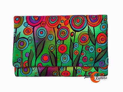 Carteras de piel pintada Belmonte, cartera grande 54 piruletas verde.