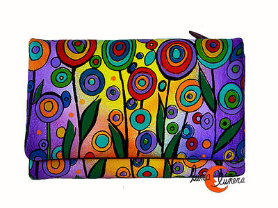 Carteras de piel pintada Belmonte, cartera grande 54 piruletas morada.