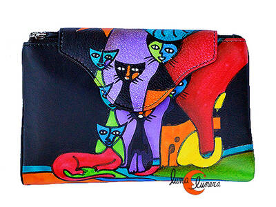 Carteras de piel Belmonte. Cartera grande gatos 39, negra.