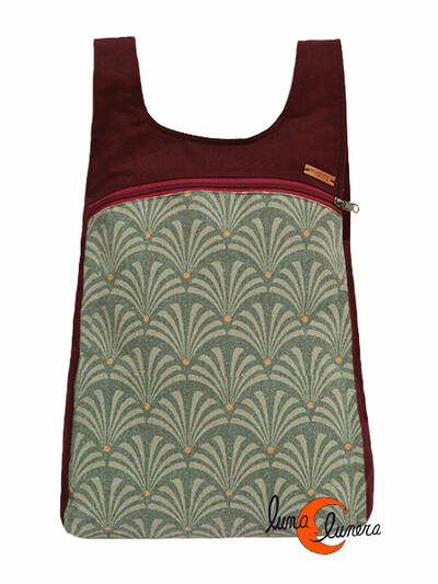 Mochilas de tela Mugling. Mochila una cremallera, granate gris.
