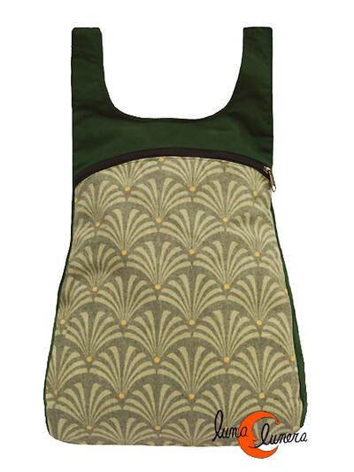Mochilas de tela Mugling. Mochila una cremallera, verde gris.