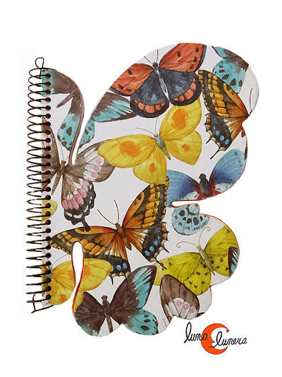 Libretas de papel, mariposa con mariposa amarilla.