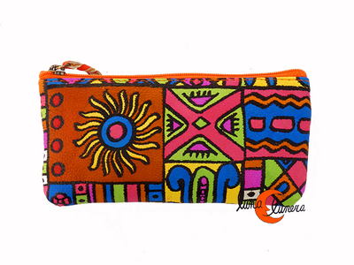 Monederos de piel Grescart. Neceser mini o monedero rectangular alargado, Sol.