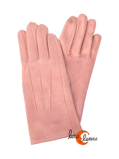 Guantes lisos rosa pálido.
