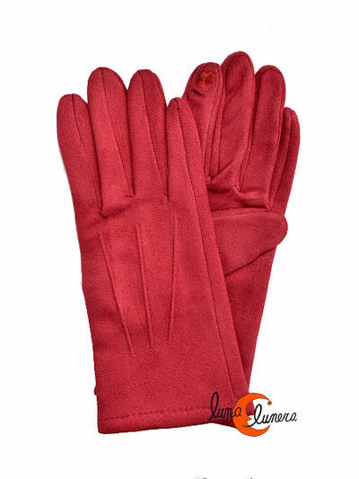 Guantes lisos rojo oscuro.