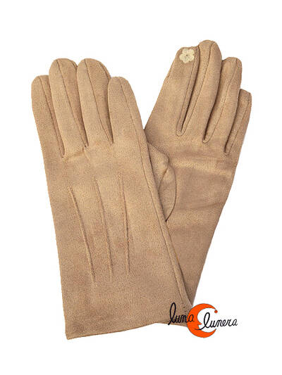 Guantes lisos beige oscuro.