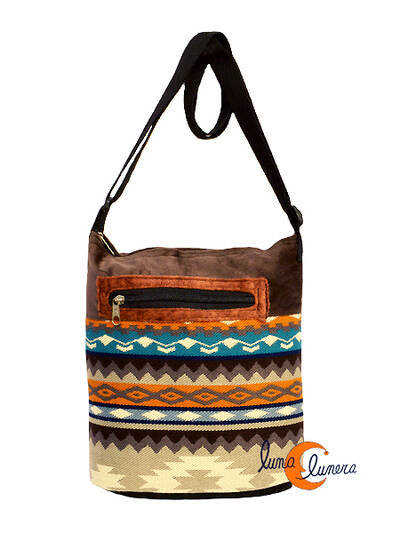 Bolso Ecuador, marrón y azul.