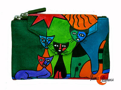 Carteras de piel Belmonte. Cartera grande gatos 39, verde.