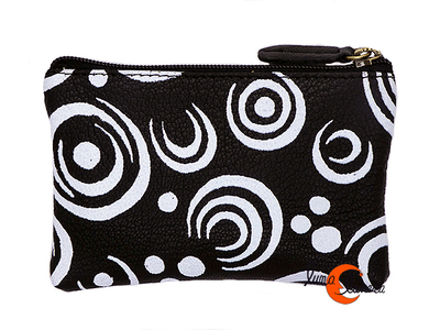 Monederos de piel Grescart. Monedero rectangular pequeño dos cremalleras, negro y blanco.
