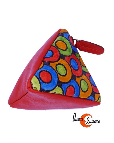 Monederos de piel Grescart. Monedero pirámide rojo.