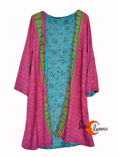 Kimono reversible. Kimono 21 , fucsia y azul.
