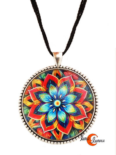 Colgante grande con dibujos. Flor mandala 1.