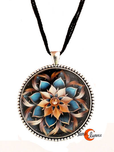 Colgante grande con dibujos. Flor mandala 5.