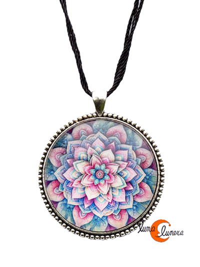 Colgante grande con dibujos. Flor mandala 7.