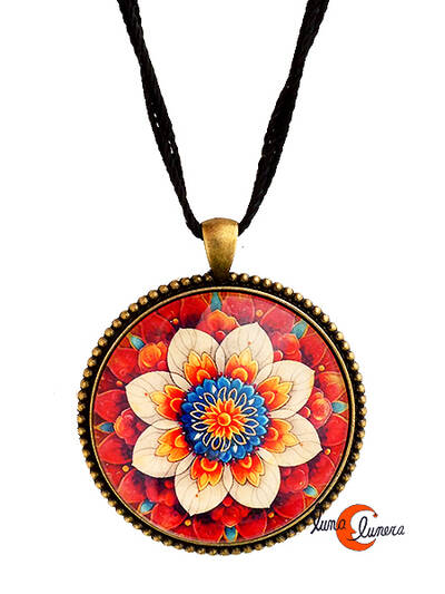 Colgante grande con dibujos. Flor mandala 9.