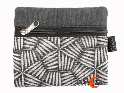 Cartera vegana Bruo de tela con goma. Grande modelo 2 mimbre gris.