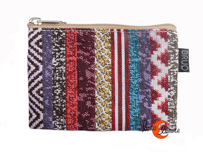 Monederos de tela Bruo.  Monedero pequeño DNI con cremallera. Rayas.