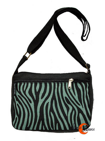 Bolsos de tela BRUO. Bolso bandolera pequeño print cebra verde.