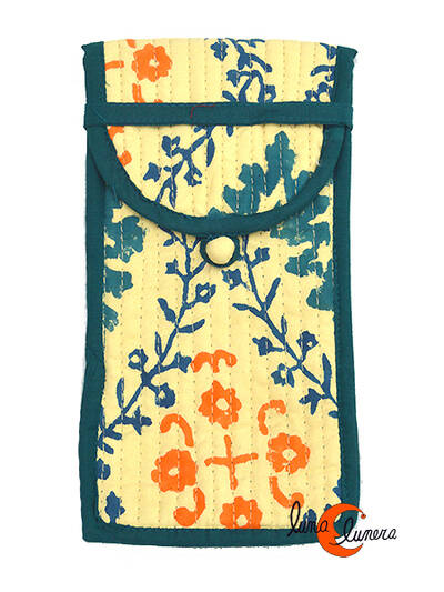 Funda de tela para gafas India, beige.