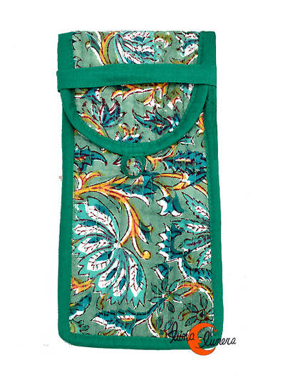 Funda de tela para gafas India, verde.