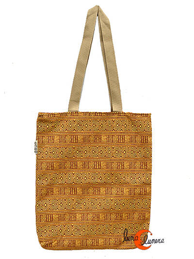 Bolsa TOTE BAG con cremallera de tela de algodón Bruo. Dibujos amarillo.