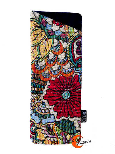 Funda de tela para gafas Bruo, flor roja.