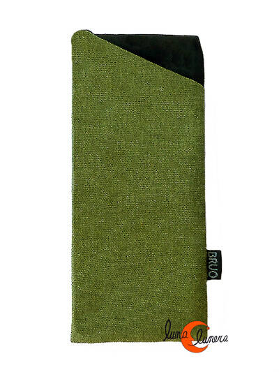 Funda de tela para gafas Bruo, verde lisa.