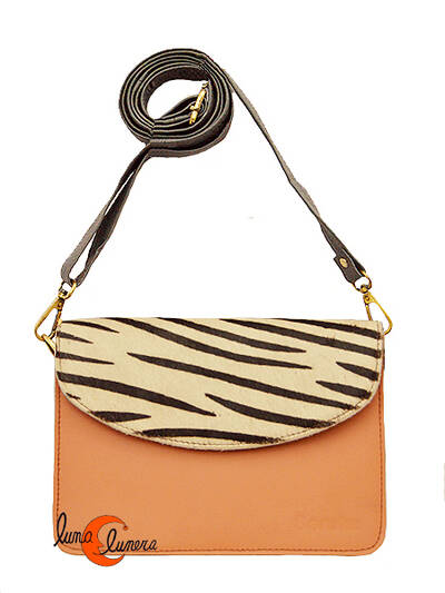 Soruka, bolsos de piel de colores. Bolso pequeño sencillo print, color damasco.