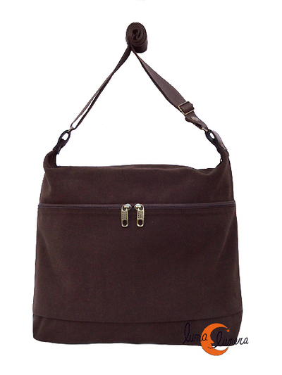 Benetti bolsos de tela, bolso dos bolsillos grande marrón chocolate.