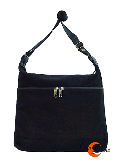 Benetti bolsos de tela, bolso dos bolsillos grande negro.