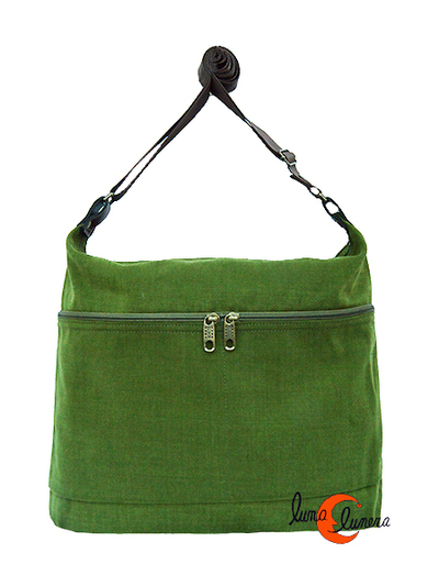 Benetti bolsos de tela, bolso dos bolsillos grande verde aguacate.