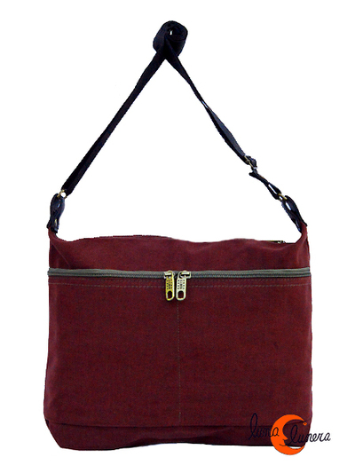 Benetti bolsos de tela, bolso dos bolsillos pequeño granate.