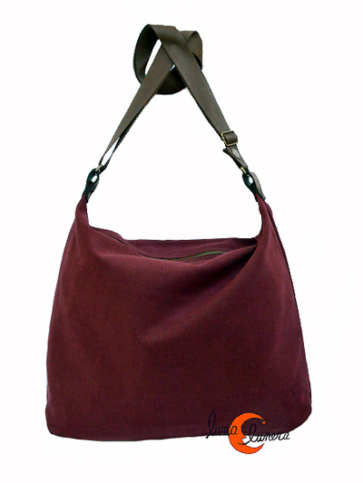 Benetti bolsos de tela, bolso morral grande liso granate.